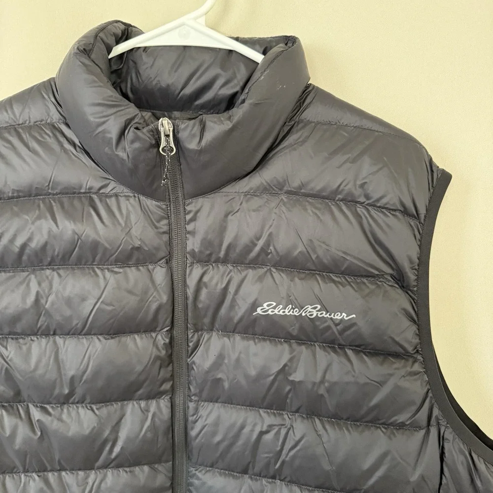 Eddie Bauer Men's XL Black EB650 Down Quilted Full Zip Up‎ Vest